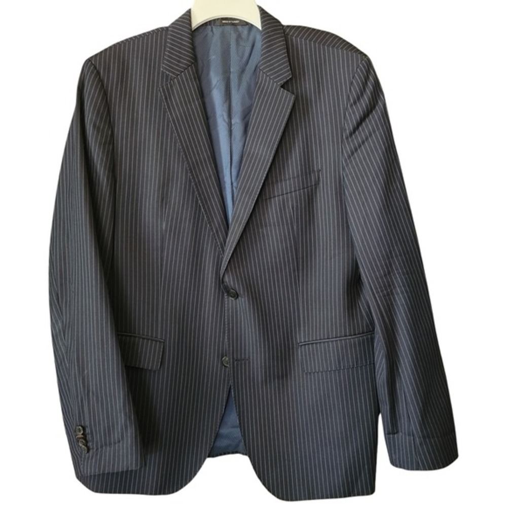 BOSS Navy Blue‎ Pinstripe Blazer Men's 44R Suit Jacket James3/Sharp5 Double Vent